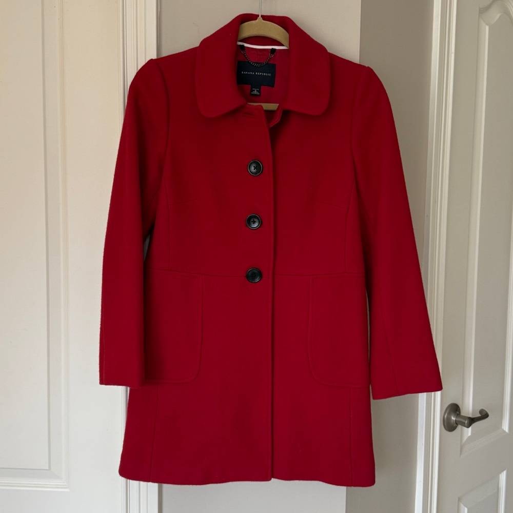 Banana Republic Vibrant Red Pea Coat